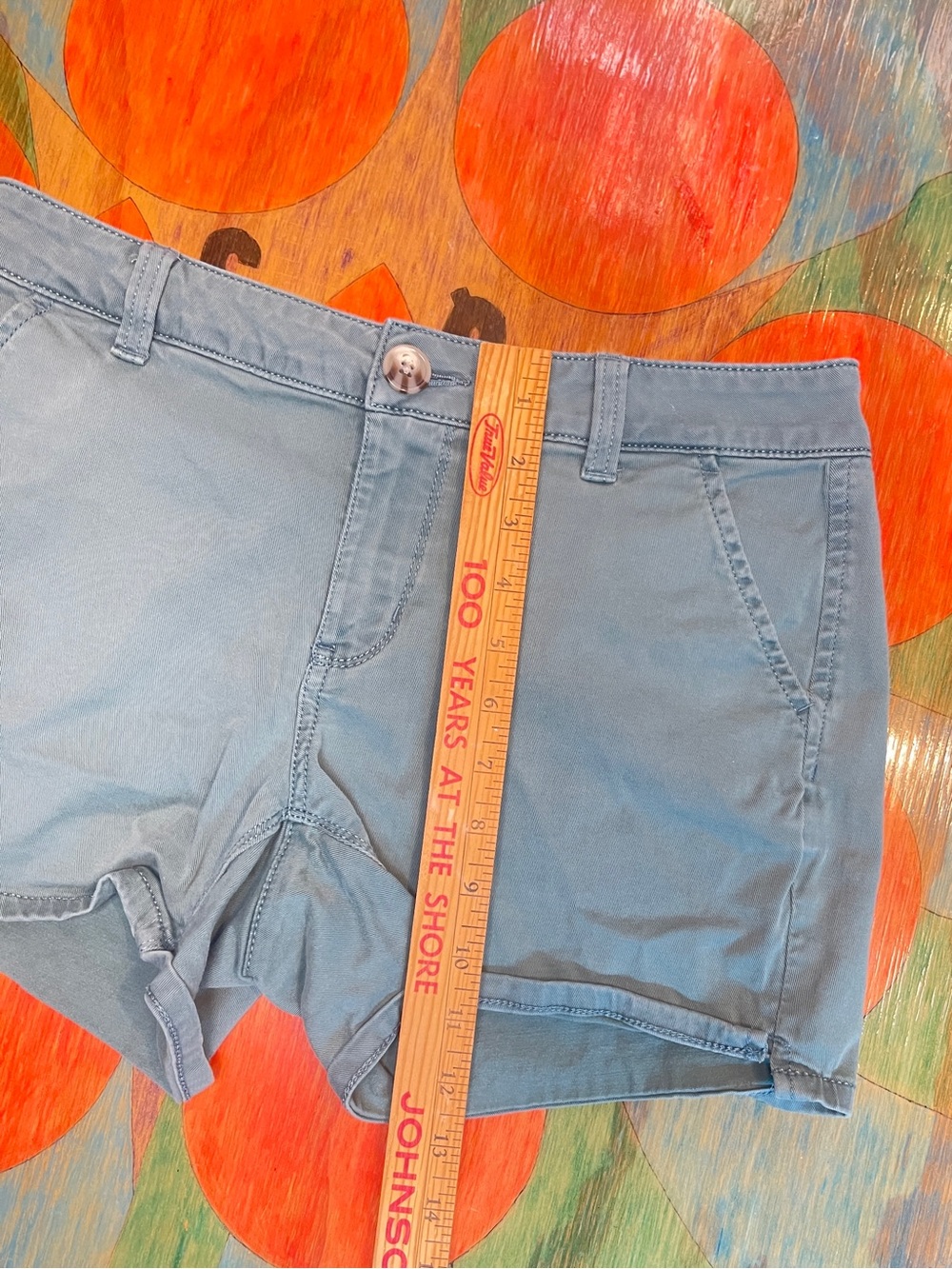 So Good For Life Size 7 Women Green Blue Chino Shorts Cotton Lyocell Spandex - Picture 5 of 6